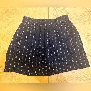 J Crew Navy Skirt with White Anchors. Size XXS. With pockets!